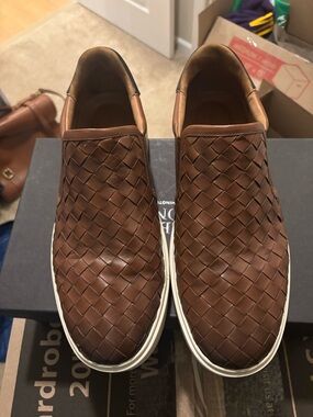 Allen Edmonds Men's Brown Woven Leather Slip-On Sneakers 13EEE EUC
